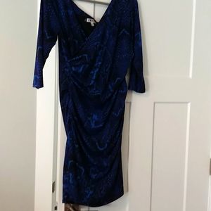JLo wrap dress blue snakeskin print size M